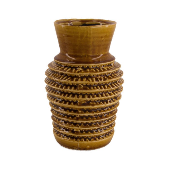 Váza válec úzké hrdlo keramika hnědá