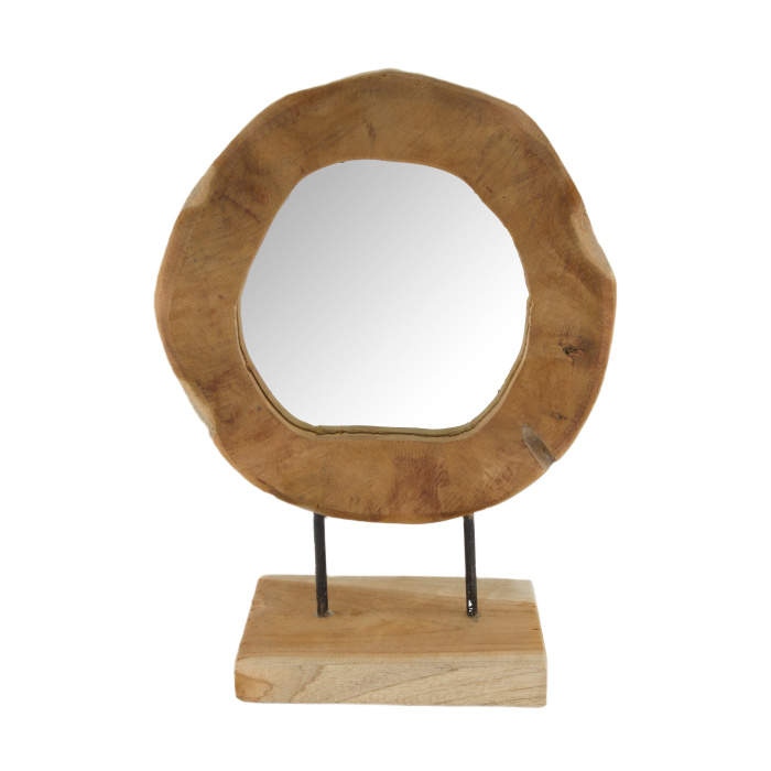 Zrcadlo kruhové atypické z teaku