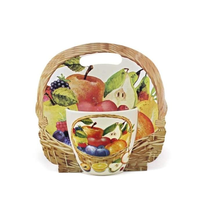 Hrnek porcelánový košík s ovocem